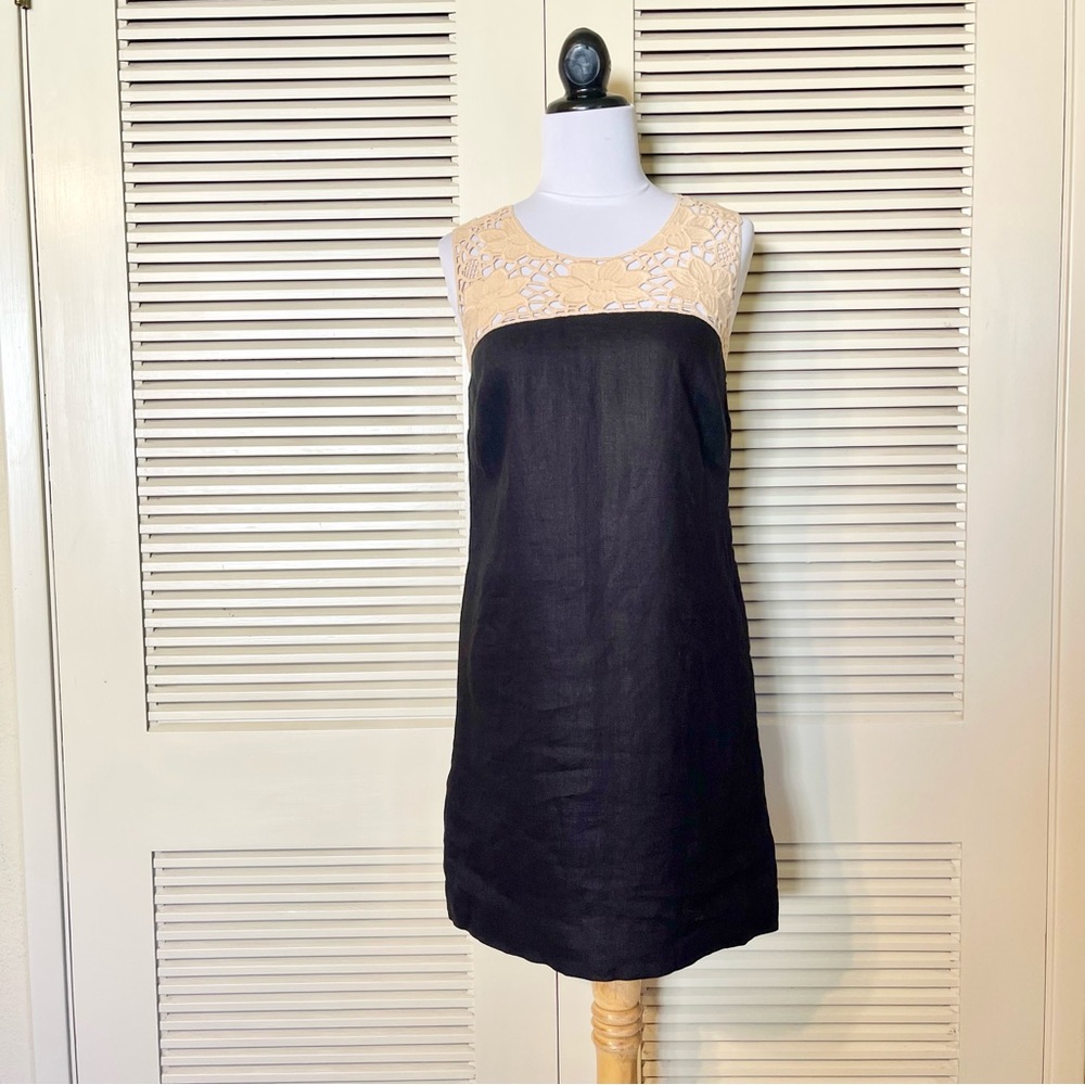 Loft Battenburg Lace Linen Shift Dress